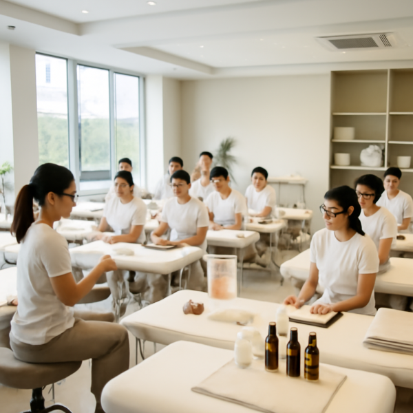 마사지 관리사가 전문 교육을 받고 있는 모습