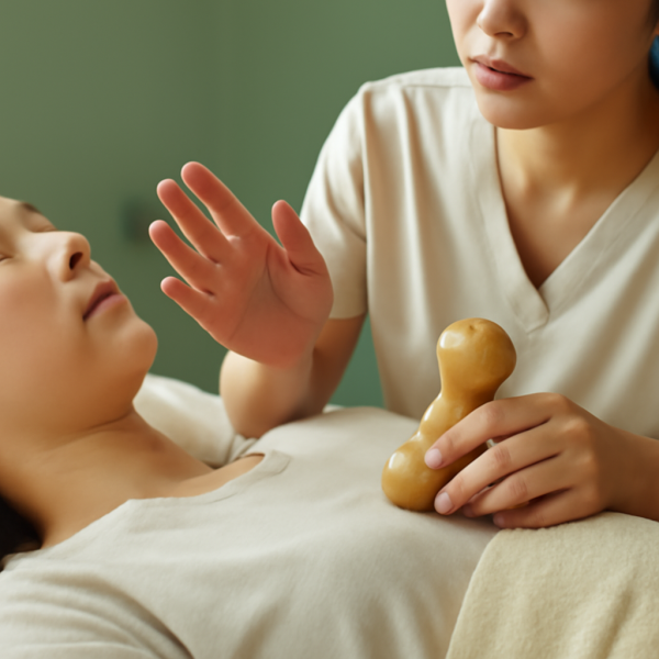 마사지 관리사가 고객과 소통하며 서비스 조절하는 모습